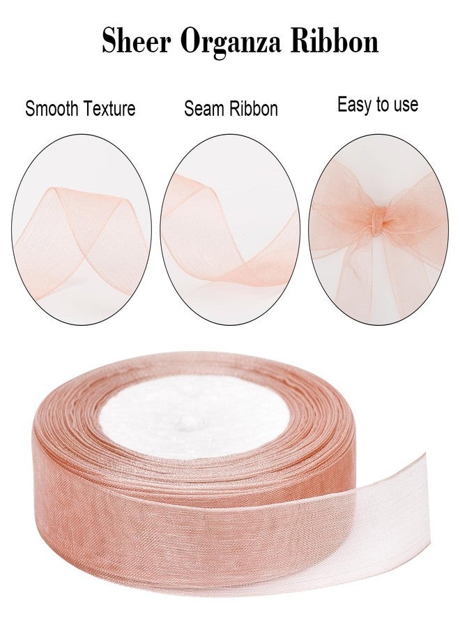 joycraft 3/4 in Rose Gold Gift Wrapping Ribbon - 50 Yds Sheer Chiffon Organza Handmade Ribbon for Wedding, Birthday, Baby Shower, Holidays, Anniversary - Image 3